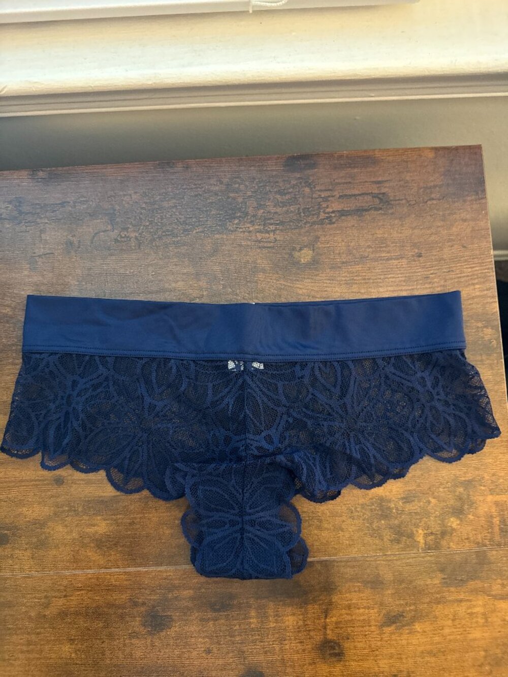 PINK Victoria's Secret Navy Blue Lace Cheeky Panty